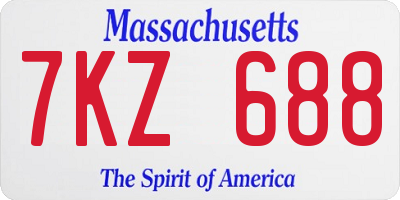 MA license plate 7KZ688