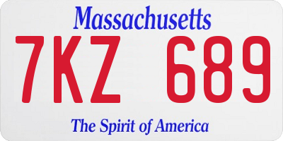 MA license plate 7KZ689