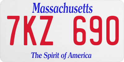 MA license plate 7KZ690