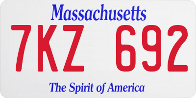 MA license plate 7KZ692