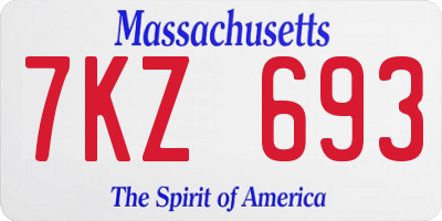 MA license plate 7KZ693