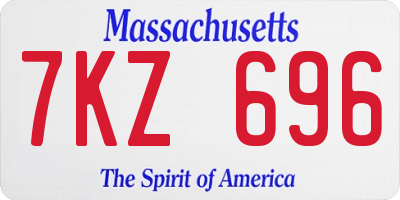 MA license plate 7KZ696