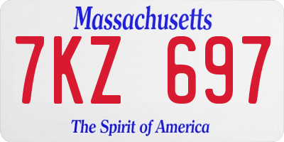 MA license plate 7KZ697