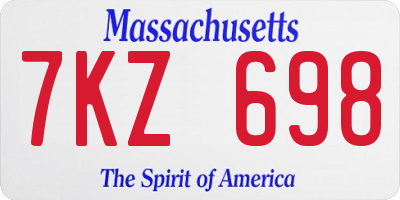 MA license plate 7KZ698