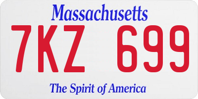 MA license plate 7KZ699