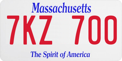 MA license plate 7KZ700
