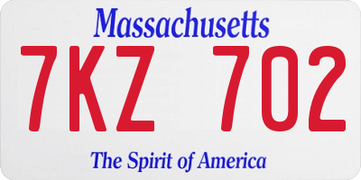 MA license plate 7KZ702