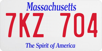 MA license plate 7KZ704
