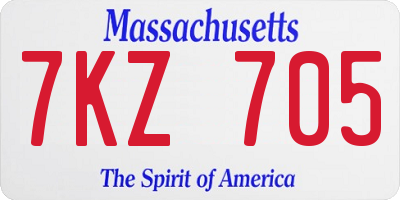 MA license plate 7KZ705