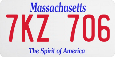 MA license plate 7KZ706