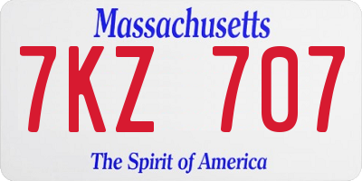 MA license plate 7KZ707