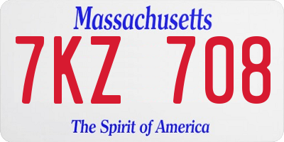 MA license plate 7KZ708