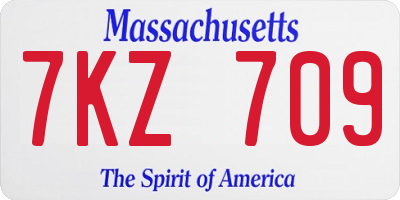 MA license plate 7KZ709