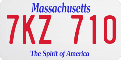MA license plate 7KZ710