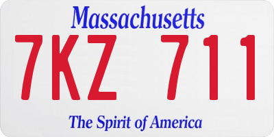 MA license plate 7KZ711