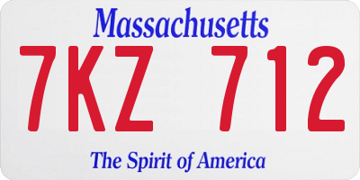 MA license plate 7KZ712