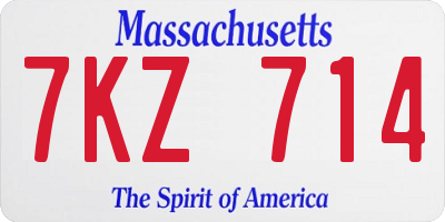 MA license plate 7KZ714