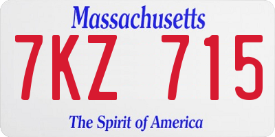 MA license plate 7KZ715