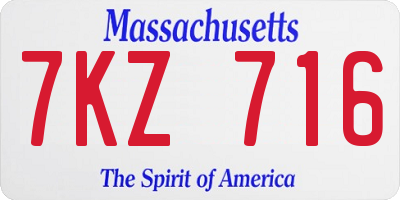 MA license plate 7KZ716