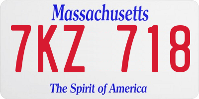 MA license plate 7KZ718