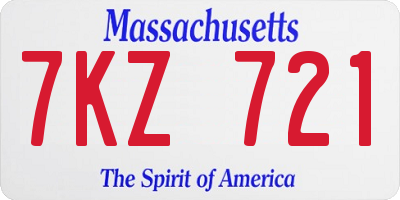 MA license plate 7KZ721