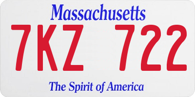 MA license plate 7KZ722