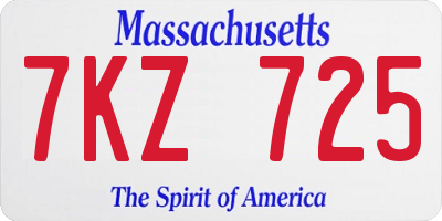 MA license plate 7KZ725