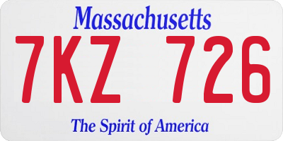 MA license plate 7KZ726