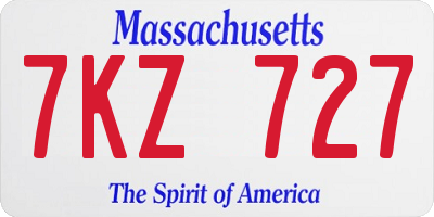 MA license plate 7KZ727
