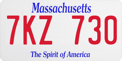 MA license plate 7KZ730
