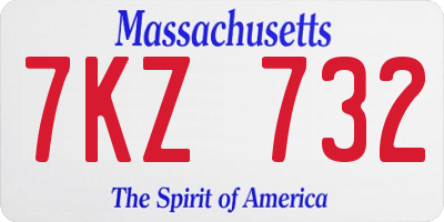 MA license plate 7KZ732