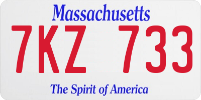 MA license plate 7KZ733