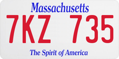 MA license plate 7KZ735