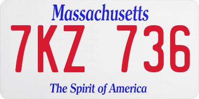 MA license plate 7KZ736