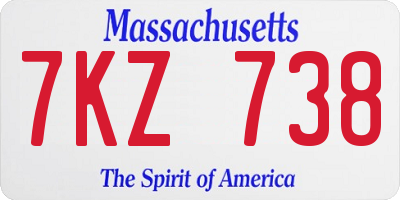MA license plate 7KZ738