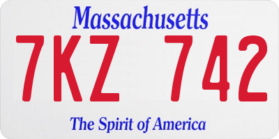 MA license plate 7KZ742