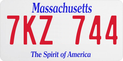 MA license plate 7KZ744