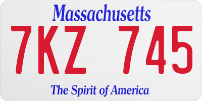 MA license plate 7KZ745