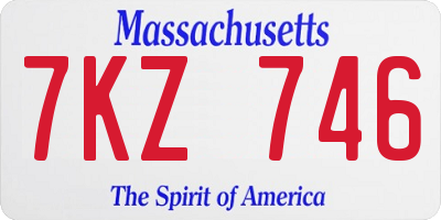 MA license plate 7KZ746