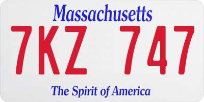 MA license plate 7KZ747
