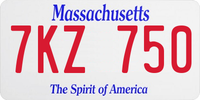 MA license plate 7KZ750