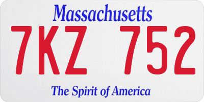 MA license plate 7KZ752