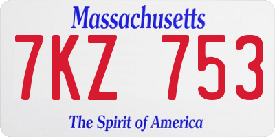 MA license plate 7KZ753