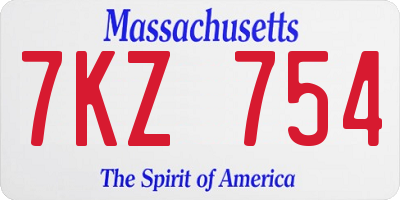 MA license plate 7KZ754