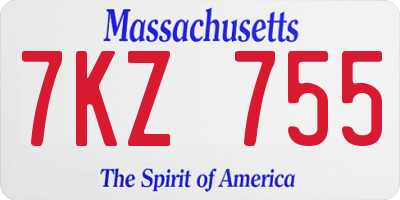 MA license plate 7KZ755