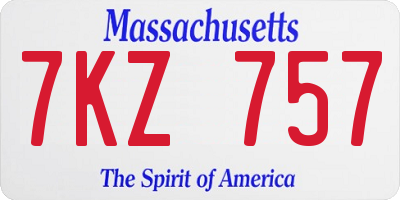 MA license plate 7KZ757