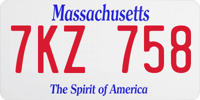 MA license plate 7KZ758