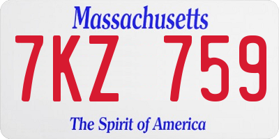 MA license plate 7KZ759
