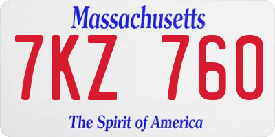 MA license plate 7KZ760