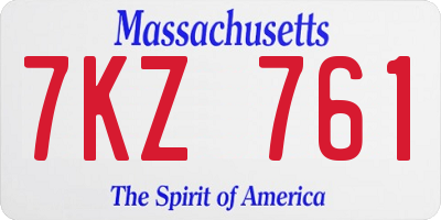 MA license plate 7KZ761